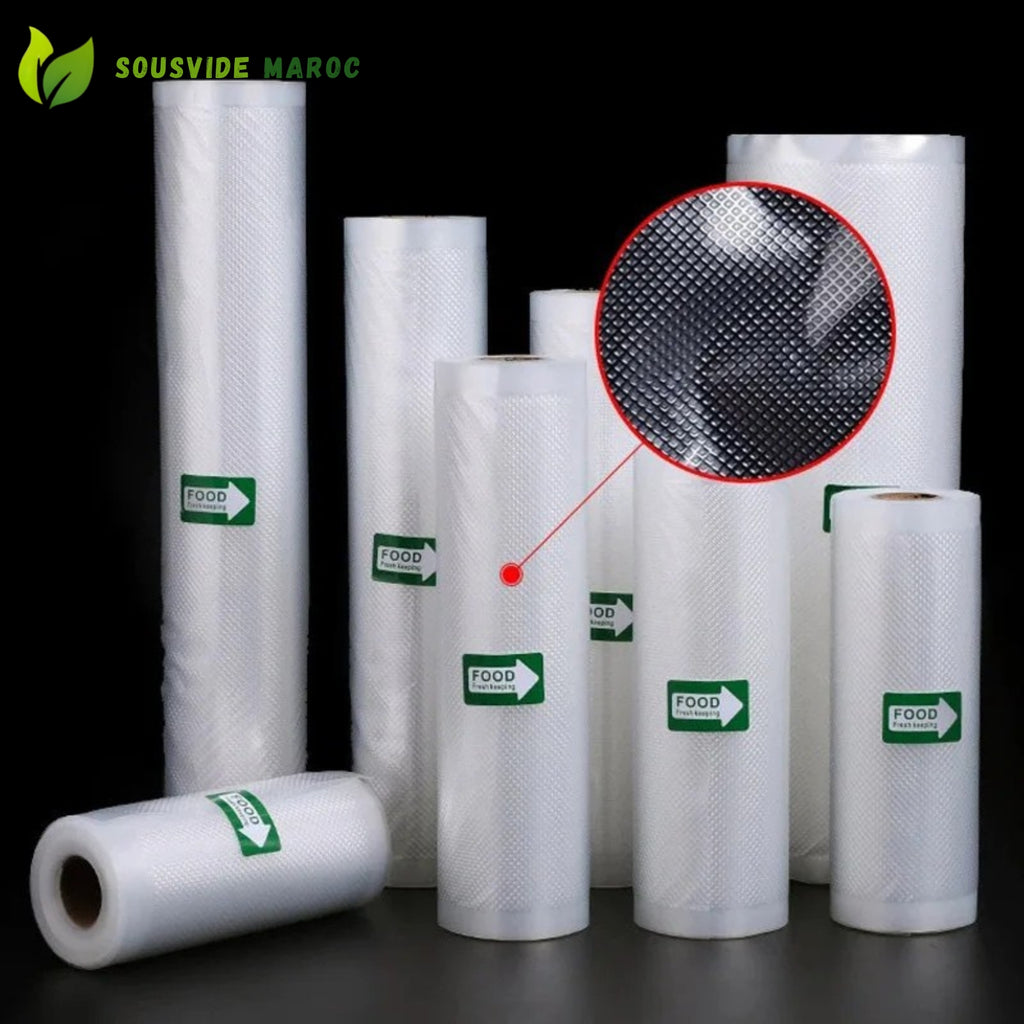 Sacs sous vide alimentaires – Pack de 2 rouleaux 20 cm × 500 cm (5M) , compatibles appareils sous vide