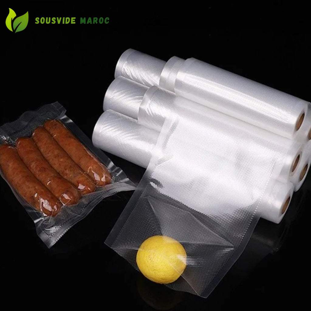 Sacs sous vide alimentaires – Pack de 2 rouleaux 20 cm × 500 cm (5M) , compatibles appareils sous vide