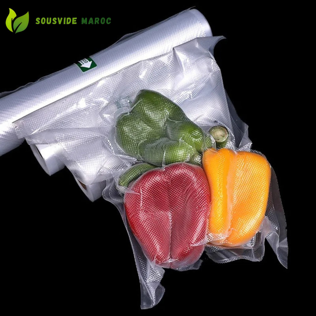 Sacs sous vide alimentaires – Pack de 2 rouleaux 20 cm × 500 cm (5M) , compatibles appareils sous vide