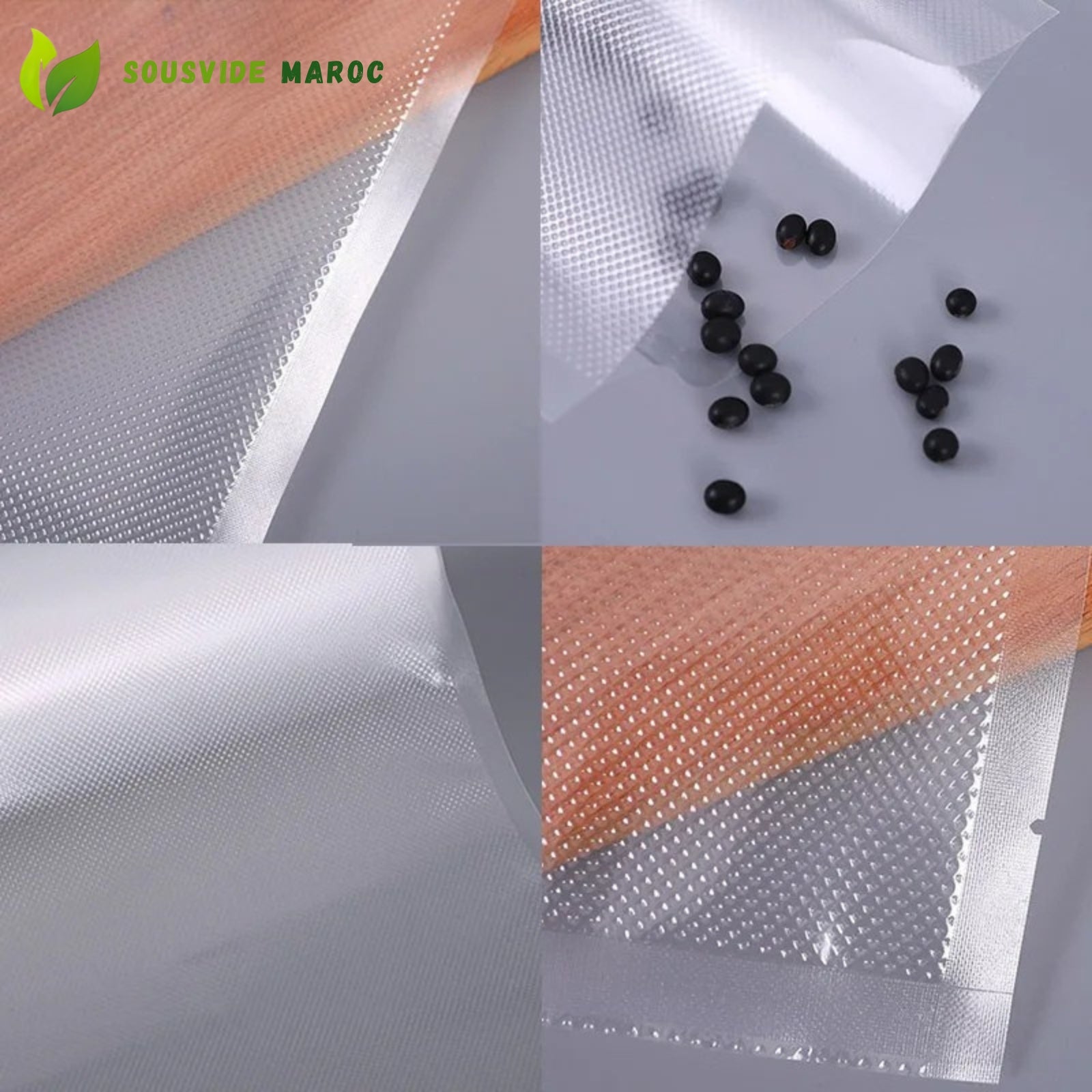Sacs sous vide alimentaires – Pack de 2 rouleaux 20 cm × 500 cm (5M) , compatibles appareils sous vide