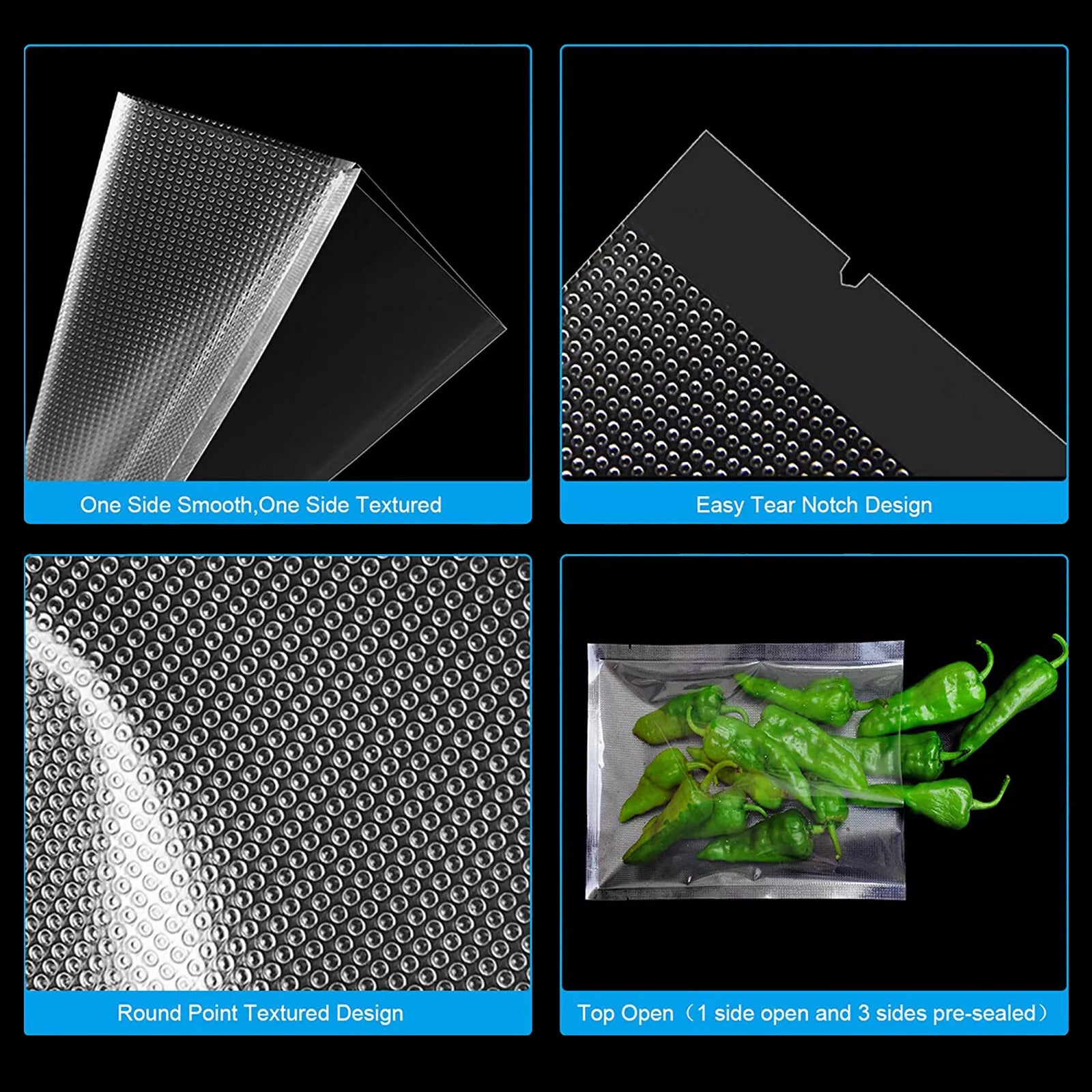 100 Sachets Sous Vide Alimentaires 15cm × 20cm